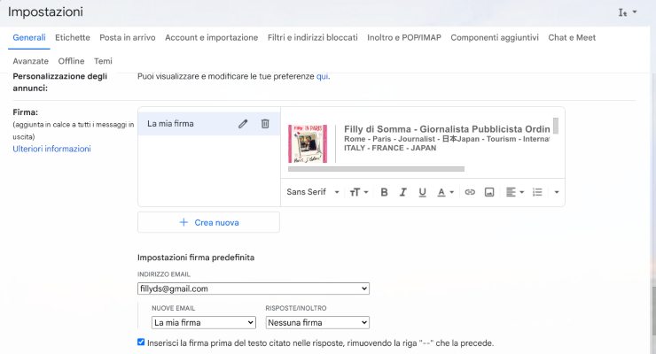 Firma da gmail :come fare 