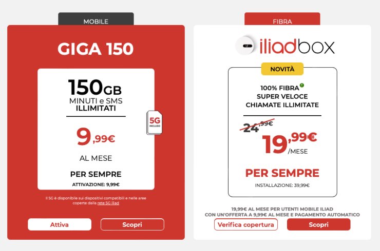 Le due migliori offerte lanciate da Iliad per mobile e fibra