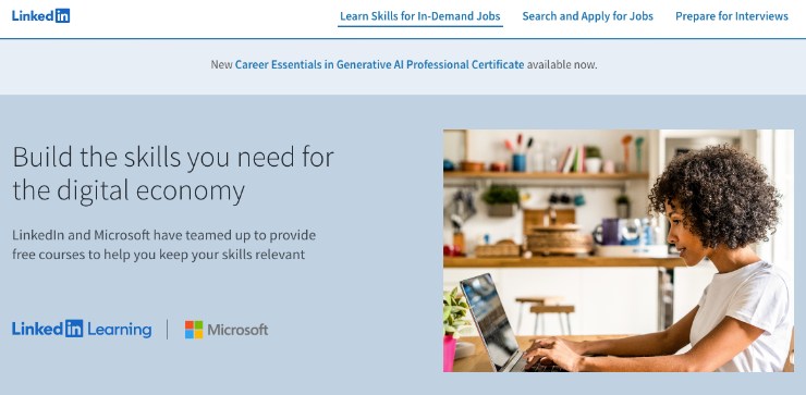 su linkedin si possono trovare i corsi gratuiti di microsoft
