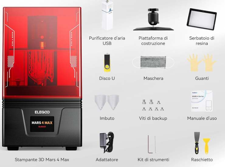 stampante 3d e tutte le componenti