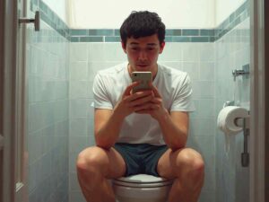 Persona seduta sul wc